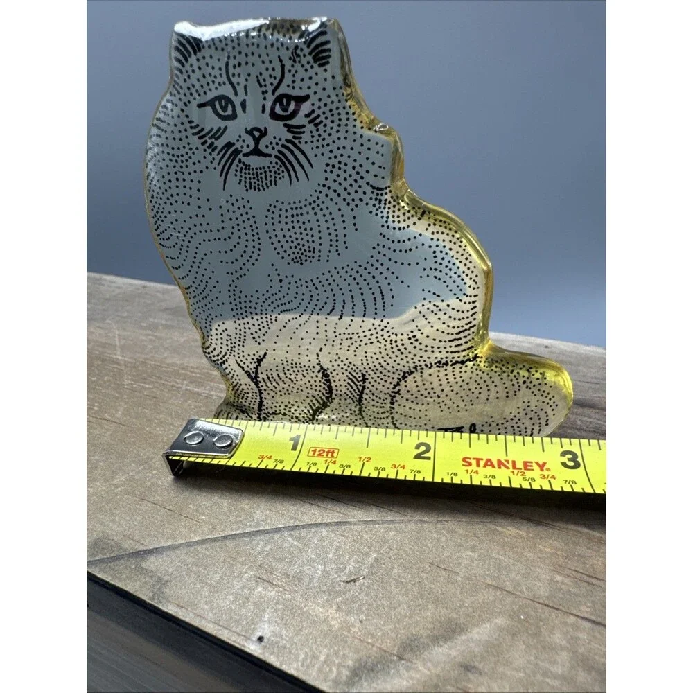 Vintage 1960's Abraham Palatnik Lucite Transparent Seated Cat Op-Art Figurine 3
